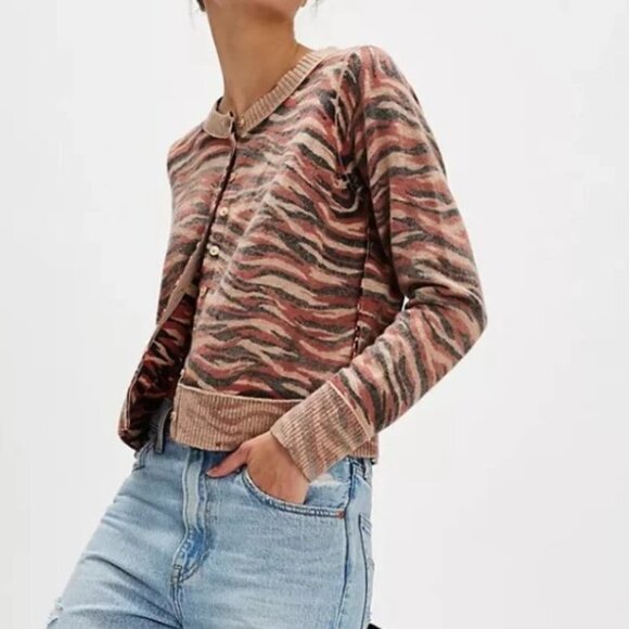 NWOT Free People Nocturnal Patterned wool cashmere cardi - Picture 1 of 15